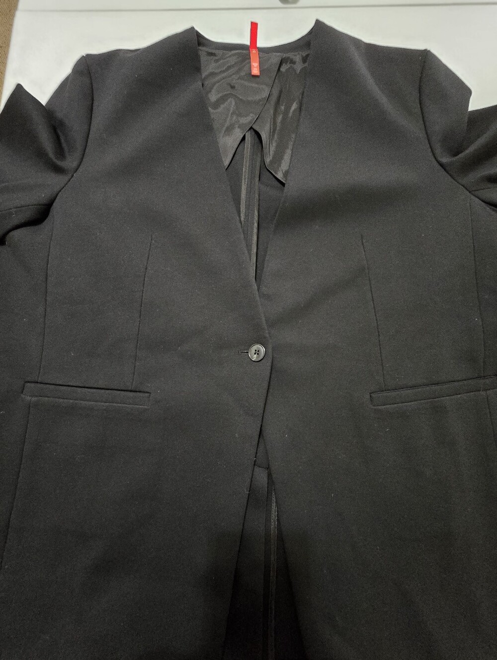 Spanx Perfect Collarless Blazer Black Ponte Knit Women's 1X Career Office Jacket - Picture 8 of 12